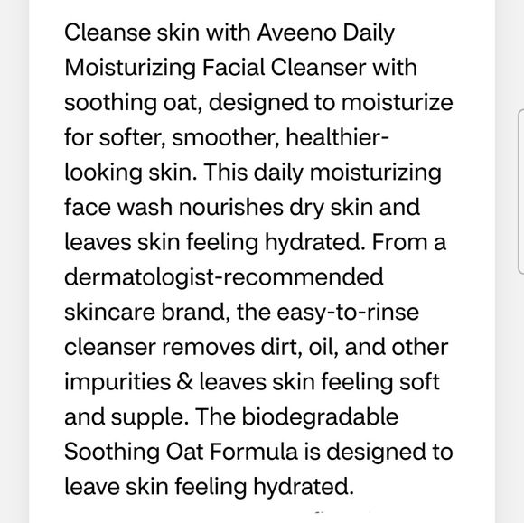 🔮3/$15 Aveeno Daily Moisturizing Facial Cleanser with Soothing Oat - Picture 7 of 8